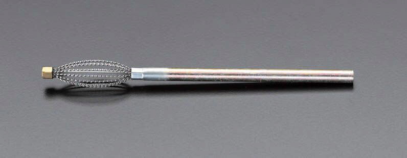 ●材質…ブラシ：三角型状鋼線(0.85mm)、軸：スチール●最大回転数…1000rpm●用途…ブラシでは取れないような交差穴の頑固なバリ取りに最適●外径…10.5mm●刃長…40mm●全長…140mm●軸径…6mm楕円形タイプ000012069419 HD　