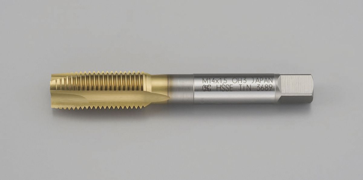 ●材質…高バナジウムハイス(HSSE)●溝数…3●食付…5P●呼び…M8×1.25●全長…70mm●シャンク径…6.2mmTiNコーティング(表面処理)ステンレス鋼、調質材などの通り穴の高速ねじ立てに適しています。000012215306 HD　