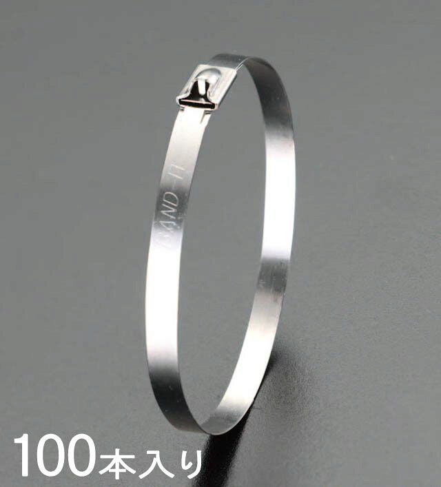 ●厚み:0.25mm●全長:200mm●最大直径:50mm●材質:SUS304●幅:4.6mm結束ツールはEA463F-11、FM-1を使用して下さい。手で締めつけることもできます。入数は100本入りです。000012045941 HD　