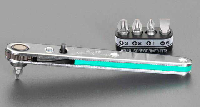 【メーカー在庫あり】 EA56210 エスコ ESCO + ドライバーセット ラチェット ハンドル付 000012078272 HD店