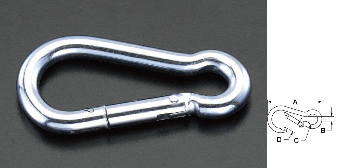 【メーカー在庫あり】 エスコ ESCO 90x 9mm スプリングフック 鉄ユニクロ 000012047981 HD店