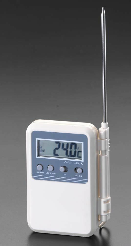 ●測定範囲…-50〜+150℃●分解能…0.1℃●測定精度…±1℃(-20〜100℃)●サイズ…65×18×100(H)mm●重量…94g●電源…単4電池×1個●ステンレス製プローブ…φ3.5×100mm●コード長…800mm温度最高最低アラーム設定機能、データホールド機能付000012073933楽天 HD店　