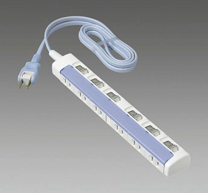 ●定格:15A・125V(1500W)●コンセント:2P×6個●サイズ:40×298×28mm●コード長:3m個別スイッチ6個ホルダ(EA815GL、GL-120)取付可能000012229173 HD　