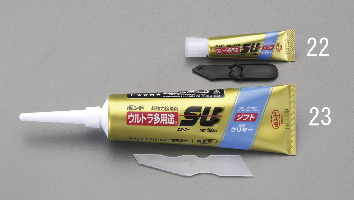 ●カラー:クリアー●内容量:10ml●パッケージ重量:27gシリル化ウレタン樹脂系無溶剤形凹凸面でも接着可ポリエチレン・ポリプロピレン等のプラスチックの接着に最適屋内外・凹凸面・水回りでの接着と補修に膨張係数の異なる材料同士の接着にも曲げ・耐水性・耐熱性・耐振動性・耐衝撃性に優れています。000012234160 HD　