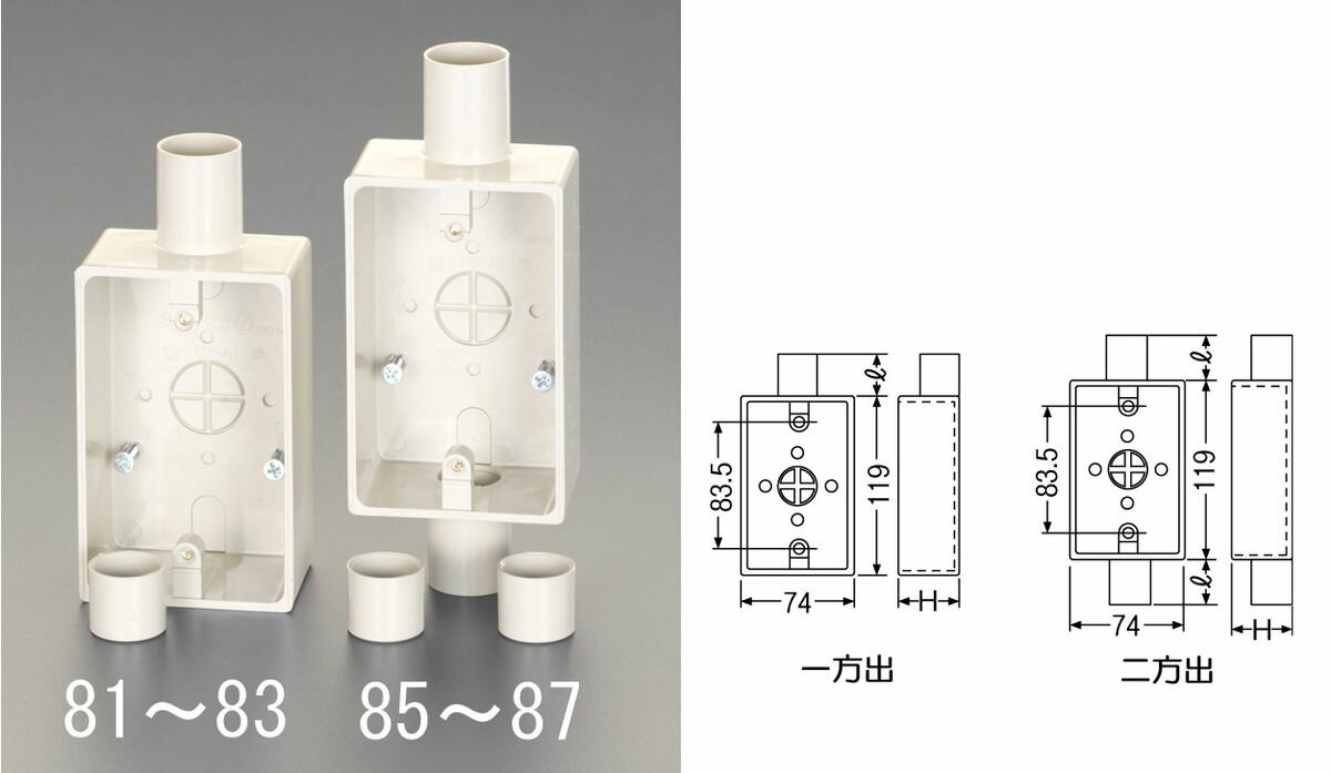 【メーカー在庫あり】 エスコ ESCO φ22mm 露出ボックス VE管用/1方向 ベージュ 000012091288 HD店