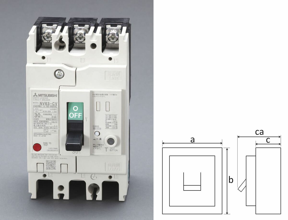 【メーカー在庫あり】 エスコ ESCO AC100-440V/ 60A/3極 漏電遮断器 フレーム60 000012231046 HD店