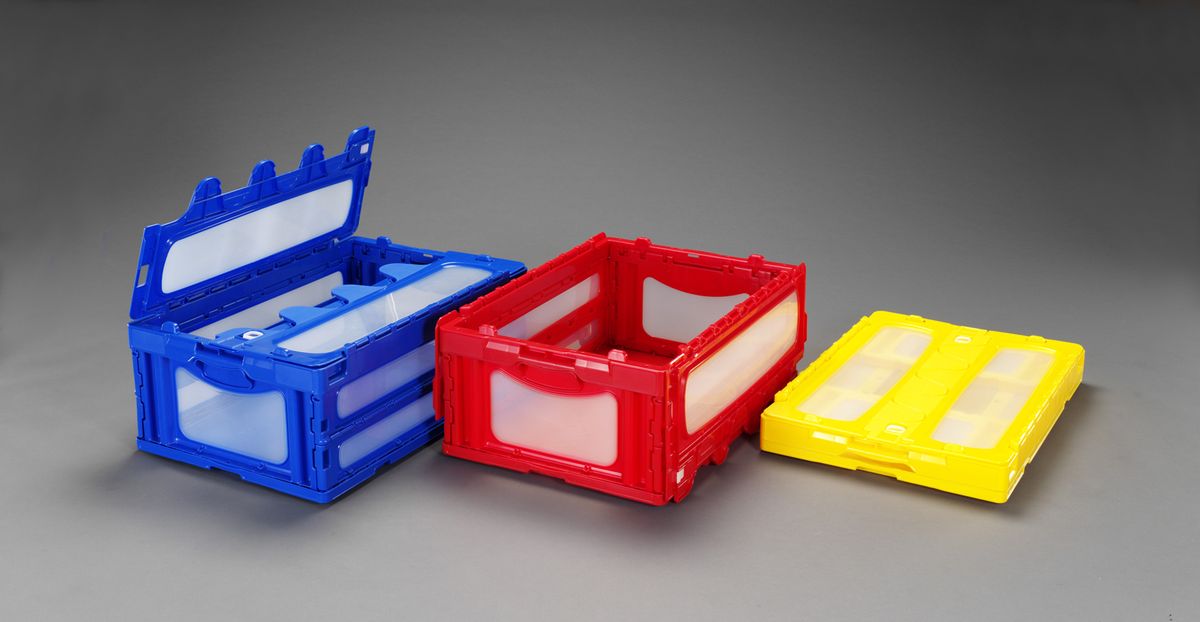 【メーカー在庫あり】 エスコ ESCO 649x439x340mm/74.4L 折畳コンテナ(青/蓋付) 000012248086 HD