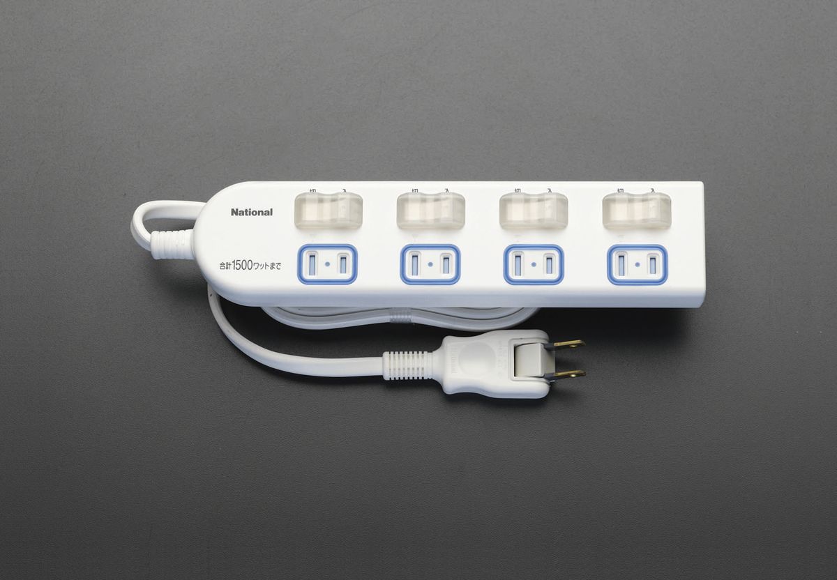 【メーカー在庫あり】 エスコ(ESCO) AC125V/15Ax3.0m タップ 個別防水スイッチ付 000012212749 HD
