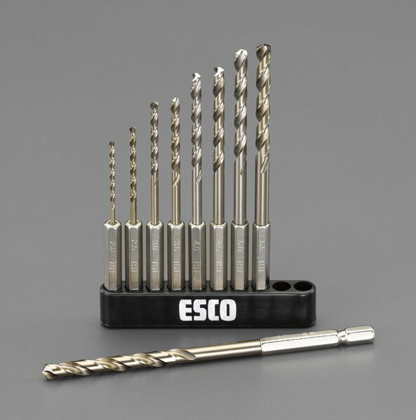 【メーカー在庫あり】 EA824BL-59 エスコ ESCO 2.0-6.0mm 9本組六角軸ショートドリルセット(CO-HSS)