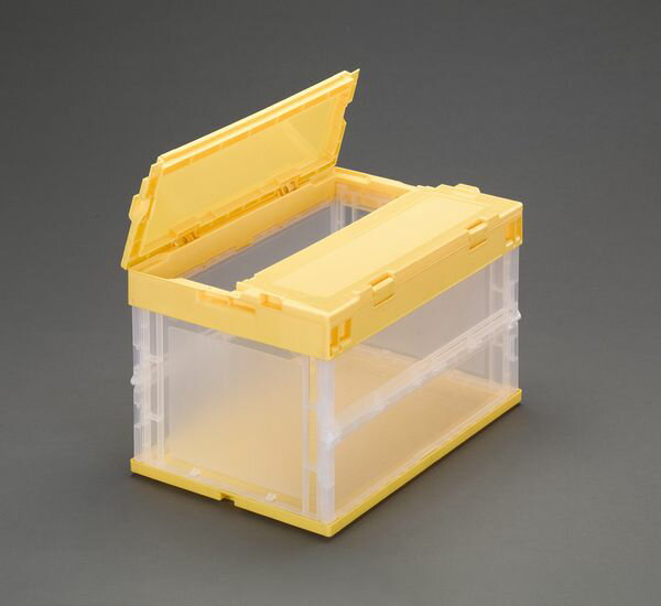 【メーカー在庫あり】 エスコ ESCO 530x366x340mm/49.8L折畳コンテナ(透明・黄/蓋付 EA506AA-210 HD店