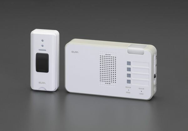 配線が不要なワイヤレスタイプ音量：約88dB(50cm)電波到達距離：約120m(見通し距離)電源：受信器：単3電池×3本(別売)、 送信器：CR2032(コイン電池)×2個(別売)サイズ：受信器：142×29×80(H)mm、 送信器：4...