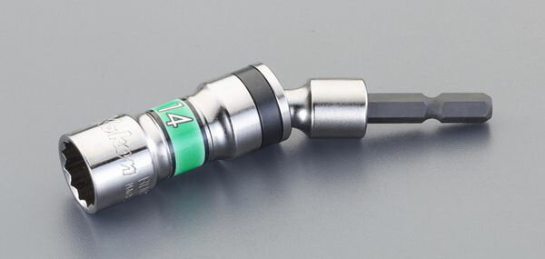 対辺(mm)：14外径(mm)：19.2全長(mm)：100六角シャンク：1/4”首振り角度：30°12ポイント18Vインパクトドライバーにも対応。入数：1個EA612AD-14楽天 HD店　