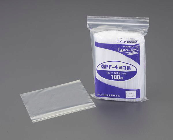 チャック下サイズ(mm)：100×140厚み(mm)：0.04材質：PE40μ使い方ひろがるヨコ長タイプ！袋巾が広く、底が浅いので、内容物が｢入れやすく｣｢取り出しやすい｣チャック付ポリエチレン袋です。入数：100枚EA944CA-503楽天 HD店　