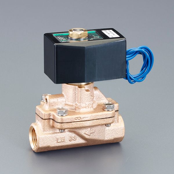定格電圧：AC100V使用流体：空気・水・灯油・油(60℃まで)最高使用圧力：2Mpa周囲温度：-20〜60℃流体温度：-10〜60℃(凍結なきこと)耐圧力：8Mpa(水圧にて)耐熱クラス：クラス130(B)弁構造：パイロット式ポペット構造　ダイアフラム駆動材質：ボディ：青銅 シール：ニトリルゴム接続口径：Rc1オリフィス径（Φmm）：25重量(g)：1900切替方向：2方向AD11シリーズ入数：1個EA153HB-19楽天 HD店　