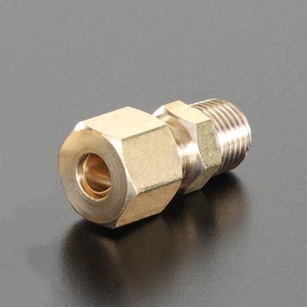 銅管用継手材質：真鍮（C3604BD）ねじサイズ：R(PT)3/8”銅管外径：9.53mm（3/8”）使用圧力：3.45MPa（35kg/cm3）以下使用温度範囲：-50〜150℃使用流体：空気・水・油入数：1個リング玉1個付属EA426AG-65楽天 HD店　