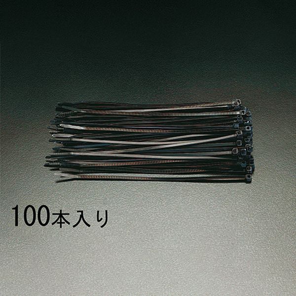 全長：368mm幅：4.8mm厚み：1.4mm最大径：102mmループ引張強度：22kgf材質：ナイロン66使用温度範囲：-40-85℃入数は100本入りです。カーボン粒の添加により耐紫外線に優れ、屋外の天候条件下で使用できます。EA475B-370W楽天 HD店　