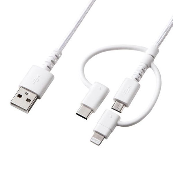  エスコ ESCO 1.0m USBケーブル(A-microUSB B/C/Lightning) 000012328957 HD店