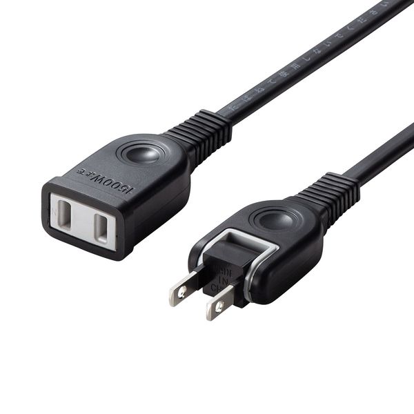 メーカー：サンワサプライ型番：TAP-EX2103BK定格：15A・125V（1500Wまで）コンセント：2P×1口差込プラグ：2P(スイングプラグ)コード長：3m使用地域：日本国内のみ。日本以外ではご使用いただけません。認証：電気用品安全法（PSE）技術基準適合品電源タップや機器の電源延長に便利です。トラッキング火災を予防できる絶縁キャップ付きスイングプラグを採用しています。スイングプラグ、絶縁キャップ付アイコン：入数：1個000012339371楽天 HD店　