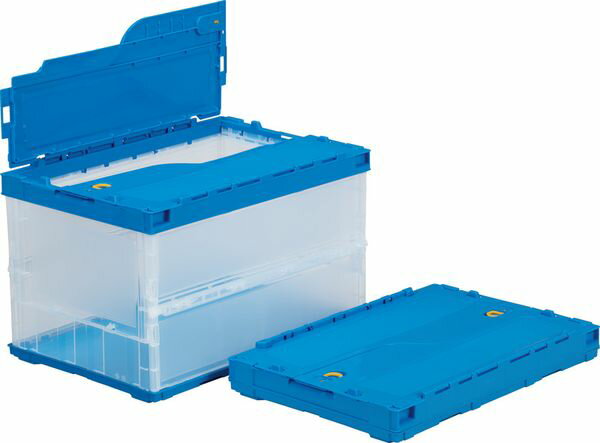 【メーカー在庫あり】 エスコ ESCO 530x366x336mm/51.3L 折畳コンテナ(青/蓋付薄型 000012331370 HD店