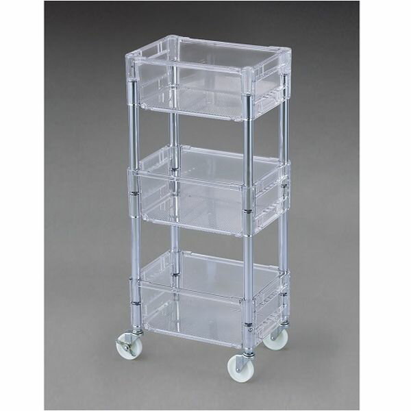 【メーカー在庫あり】 エスコ ESCO 280x390x895mm キャスター付コンテナ(3段/透明クリアー) 000012331421 HD店