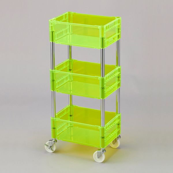 【メーカー在庫あり】 エスコ ESCO 280x390x895mm キャスター付コンテナ(3段/透明イエロー) 000012331422 HD店