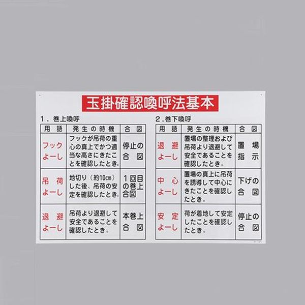 【メーカー在庫あり】 エスコ ESCO 600x900mm 玉掛確認喚呼法基本 EA983AK-85 HD店