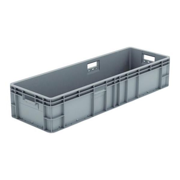 ●容量…51.4L●外寸(mm)…1005×335×195（H）●色…灰●内寸(mm)…970×300×180（H）●有効内寸…961×291×170mm●圧縮荷重…38.7kN(3950kgf)●材質…ポリプロピレン●重量(g)…2790●底面形状…TP格子リブサンボックス（ベタ目コンテナ）TP規格（大手自動車メーカー様と共同開発した物流効率を最大限に追及したコンテナ規格）コンテナに採用されている底面形状です。TP規格に基づき設計された底面の凸形状により、TP規格コンテナ全種の相互嵌合が可能で、井桁積みのほか、サイズの異なるコンテナでも安定した嵌合が可能です。SF（格）タイプは底面の凸形状内が格子リブ（平面部を補強するためその面に垂直に立てられた板形状）構造となり、高い強度を示します。一方、コンテナの内底面はフラットです。●底面ブロック数…12●積み重ね可能●TP規格大手自動車メーカー様と共同開発した物流効率を最大限に追及したコンテナ規格です。コンテナの設計を規格化＝モジュール化し、その規格に沿ってサイズバリエーションを展開することで全てのコンテナで相互に嵌合が可能です。異なるサイズのコンテナでも安定した段積みが可能なため、トラック等へ隙間無く積む事が可能となり、物流費の無駄がありません。TP規格は2色コンテナ（SNコンテナ）やオリコンにも展開され、更なる物流の効率化を図れます。●持ち手カバーの取付が可能EA506AF-307楽天 HD店　