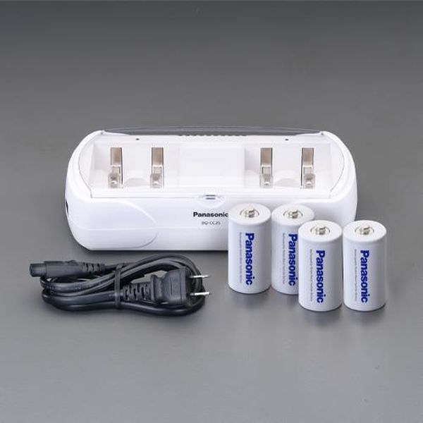 【メーカー在庫あり】 エスコ ESCO [単2] 充電器セット (ニッケル水素 単2x4本付) EA758YK-202B HD店