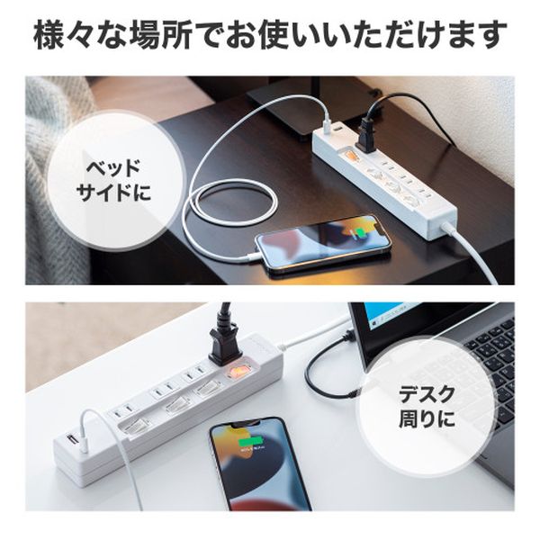 【メーカー在庫あり】 エスコ ESCO AC125V/14A タップ (USB充電ポート付/個別スイッチ) EA815GM-241B HD店