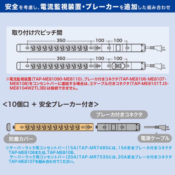 【メーカー在庫あり】 エスコ ESCO 15Aコンセントバー20A安全ブレーカ付コネクタ EA815GM-375 HD店