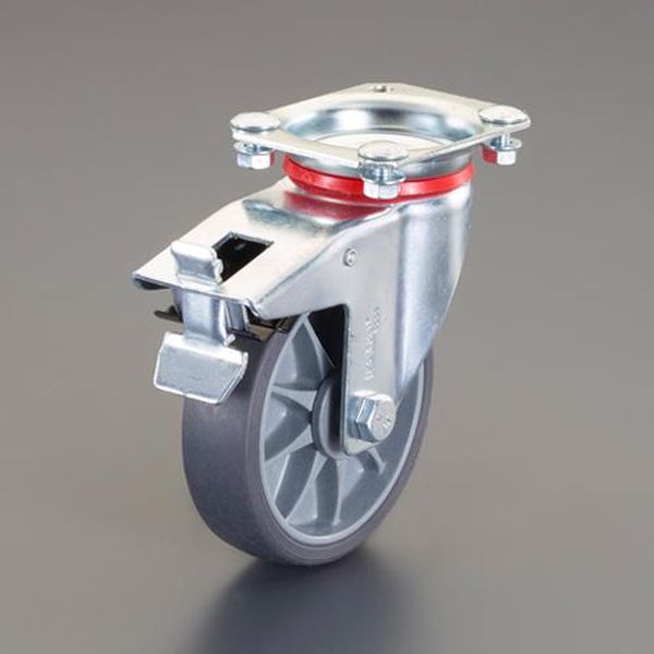 【メーカー在庫あり】 エスコ ESCO 125mm キャスター (自在/TPEタイヤ/ESD/ブレーキ付) EA986CE-125 HD店