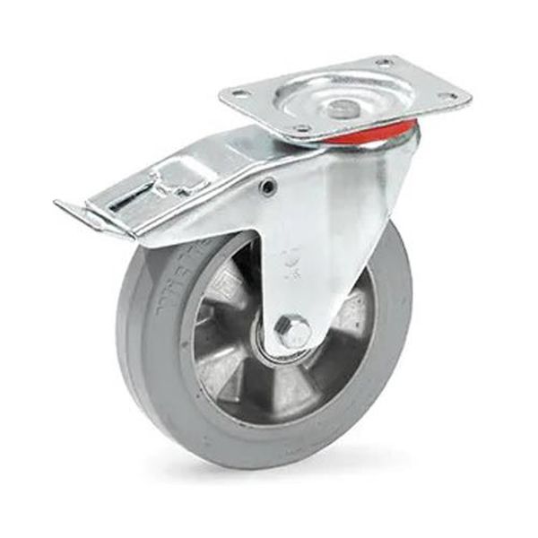 ●仕様…自在ストッパー付●車輪径×幅(mm)…200×50●全高(mm)…237●耐荷重(kg)…350●穴径(F)(mm)…11●A×B(mm)…135×110●E×G(mm)…105×75●材質…金具：スチール(亜鉛メッキ)車輪：ゴム●ボールベアリング●静かで滑らかな走りでキャスター跡がつきません。●長期耐久性EA986CL-200楽天 HD店　