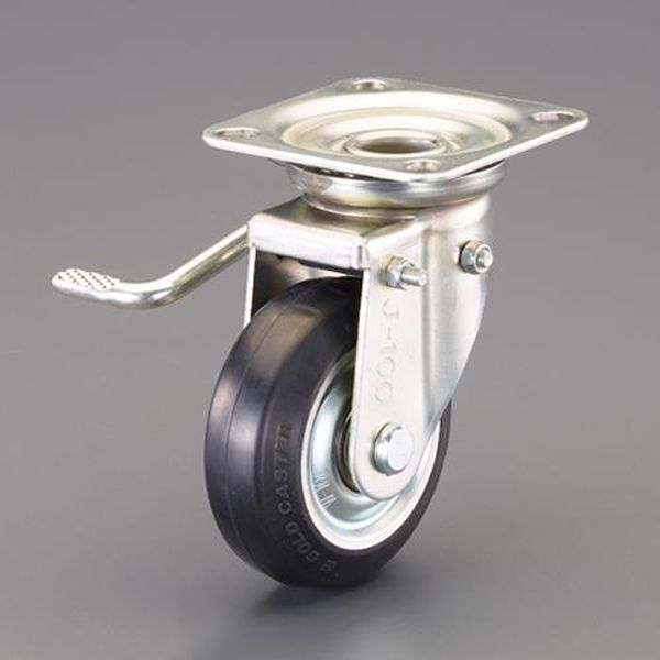 ●仕様…自在ストッパー付（左）●車輪径×幅(mm)…130×38●全高(mm)…177●耐荷重(kg)…180●穴径(d)…11mm●P1×P2…80×80mm●F1×F2…108×108mm●耐熱温度…−20〜80℃●材質…金具：スチール、車輪：ゴム●重量(g)…2110●使用温度範囲…−5℃〜60℃●注意事項…キャスターに対し荷重が垂直にかかるように取付け、台車など人力で間欠的に搬送する際にご使用ください。●ベアリング入り●弾性のあるゴム車付きです。●車輪の回転と自在金具の旋回を止めるダブルストッパー付き。右側ストッパーペダル仕様(EA986PN-43)と組合せて使用することにより、台車の外側にストッパーペダルが出て操作しやすくなります。●ダブルストッパー（車輪の回転と金具の旋回を同時に止めます）●安全率を考え、最大荷重×80%程度でのご使用をお勧めいたします。EA986PN-48楽天 HD店　