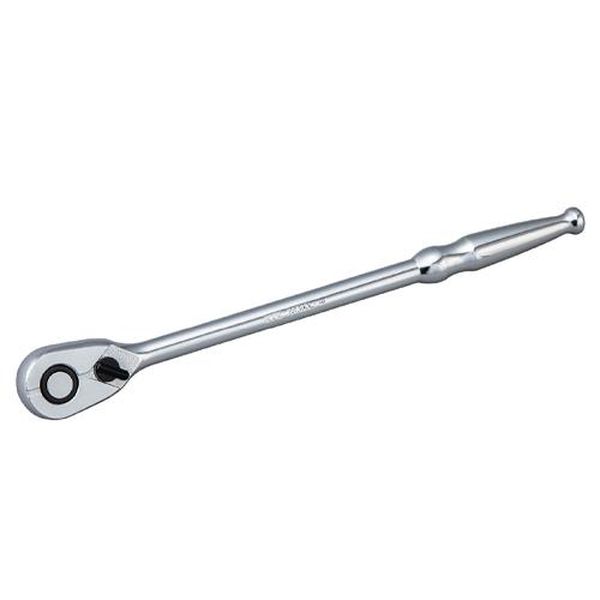 ●差込角…3/8”●ギア数…90枚●送り角…4°●先端幅…33mm●先端厚み…13.7mm●全長…275mm●重量…350g●対応リペアキット…BR390-K●スムーズな操作性と作業効率の向上を実現する、90枚ギア採用のラチェットハンドルです。●送り角4°が、振り幅の確保が難しい狭所箇所の作業を可能にします。●軽さの中に確実さを感じる空転トルク。●【力が伝わりやすく切り替えやすいレバー形状】レバー部を山なり形状に変更。指先の力が伝わりやすくなり、左右切替えが容易になりました。●【ソケットを確実に保持するユニオン機構】不意にソケットが抜け落ちるのを防ぎ、グローブや手袋をつけた状態でも押しやすいプッシュボタン。●【ラチェットの抜け落ちを防止】ハンドル部の先端を丸くすることで、握った際に指を傷めず、ラチェットの抜け落ちを防止します。EA618PA-24楽天 HD店