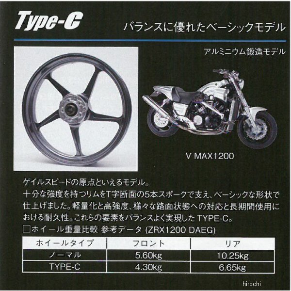 ゲイルスピード GALE SPEED フロントホイール TYPE-C 350-17 99年-05年 CBR1100XX、X-11 白 28210003 HD店