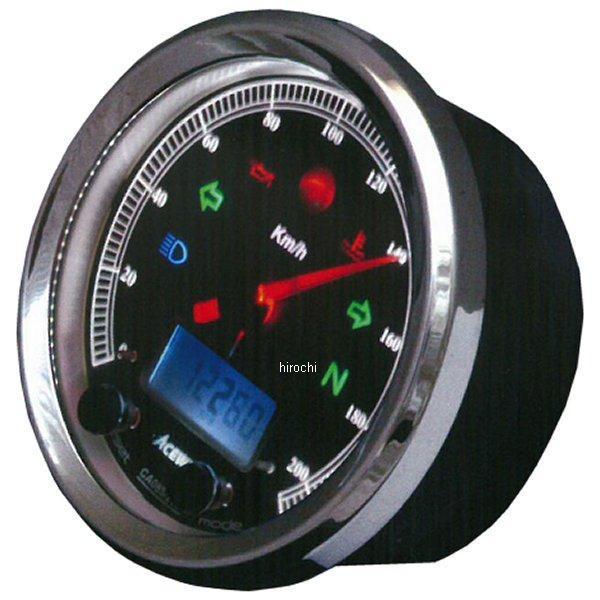 多機能デジタルメーターです。(機能)・針式スピードメーター・デジタルスピードメーター・デジタルタコメーター・最高速度メモリー・最高温度メモリー・最高回転数メモリー・平均速度・ツイントリップメーター・オドメーター・トータル＆ライディングタイム・アワーメーター・シフトワーニング・水(または油)温度計・12/24 時間制デジタル時計・電圧計・メンテナンスリマインダー・LED インジケーターランプ150Km/Hカラー：黒パネルサイズ：Φ 85 x 56.1mm12Vバッテリー搭載車専用(バッテリーレス車には使用できません) 付属品：ワイヤードリモコン・点火信号センサー線・速度センサー(メーターワイヤー変換式)温度センサー(PT1/8)・外気温センサー・ワイヤーハーネスクラシカルな雰囲気の中にデジタルの多機能を詰め込んだモデルです。CA085-152-262は針式スピードメーターにデジタルタコメーター機能などを装備、針式のスピードメーターを単体で使ったり、 タコメーターを使って二眼タイプで使用したり応用範囲が広いメーターです。パネルはブラックとホワイトの 2 種類を用意。車両によって好みでお選びいただけます。また、バックライトは RGB LED を使用した変色機能を装備。好みのカラーに変色が可能です。MD052 シリーズで好評のパネルマウントにも使えるスリーブタイプの本体カバーを採用しています。 CA085-152-B楽天 HD店
