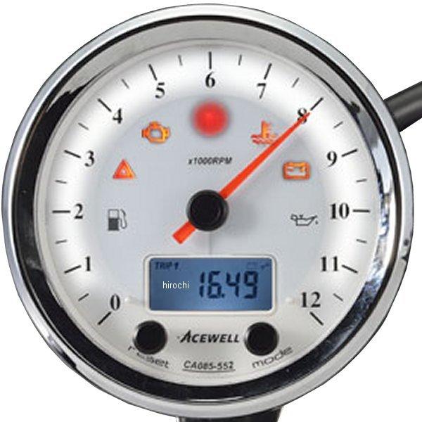 エースウェル ACEWELL 多機能デジタルメーター 12000RPM 白パネル CA085-552-W HD店