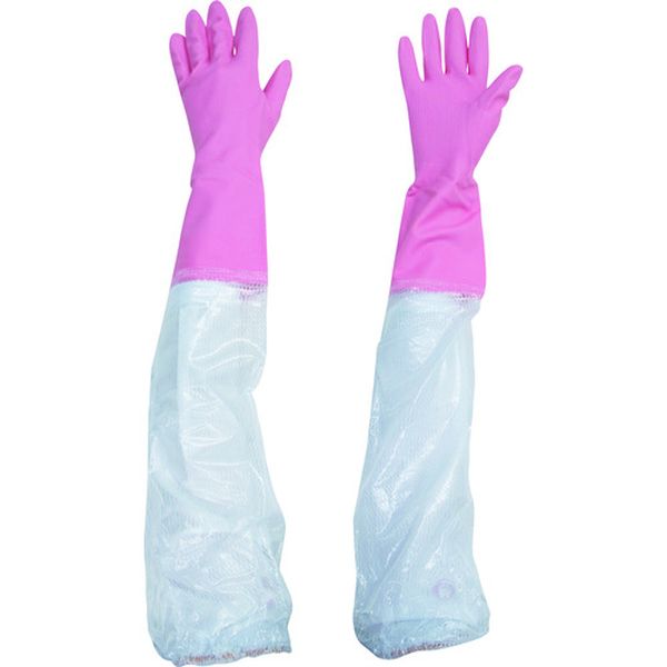 【メーカー在庫あり】 721PM (株)東和コーポレーション ビニスター 腕カバー付手袋 ビニスター腕カバー付フルールあつ手 ピンク M 721-P-M HD店