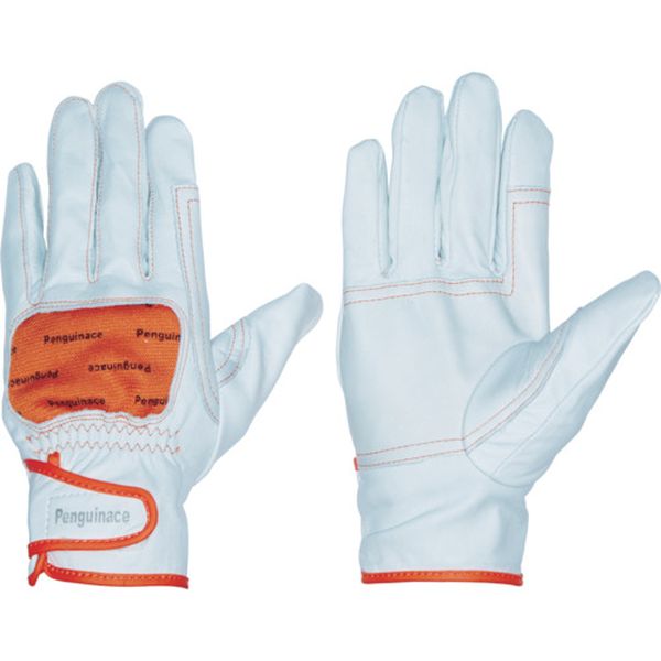 【メーカー在庫あり】 TH504 国産牛本革手袋(袖口マジックタイプ) レスキュー オレンジ フリーサイズ T..