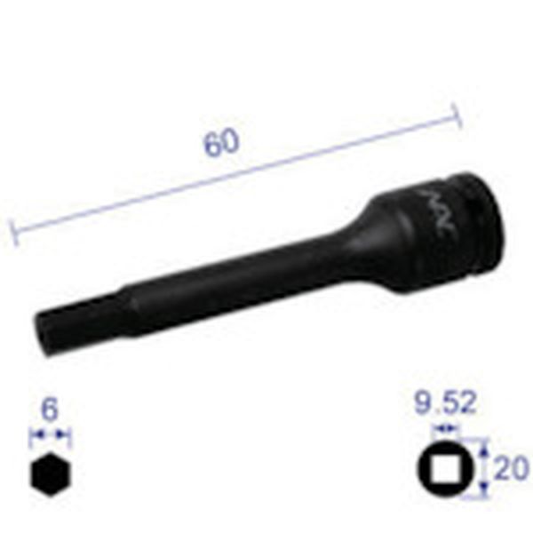 【メーカー在庫あり】 長堀工業(株) ナック ヘキサゴンレンチソケットロングタイプ差込角9.52x対辺6mmx60L 306C60 HD