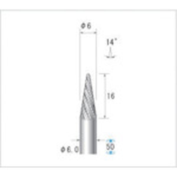 ・チタンコート超硬カッターで刃持ちが良いです。・最高使用回転数(rpm):30000・刃径(mm):6・刃長(mm):16・軸径(mm):6・全長(mm):50・形状:テーパー(ダブルカット)・タイプ:-・生産国 日本・JANコード ・質量 19g21541 HD　
