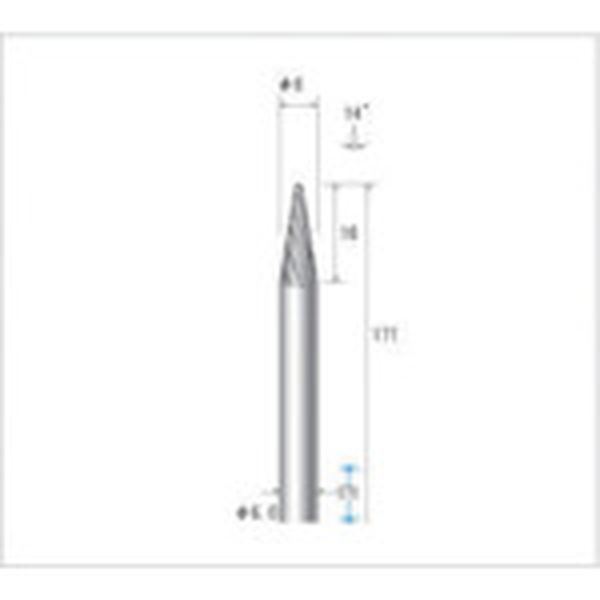 【メーカー在庫あり】 (株)ナカニシ ナカニシ ロングシャフト超硬カッター テーパー型 ダブルカット φ6..
