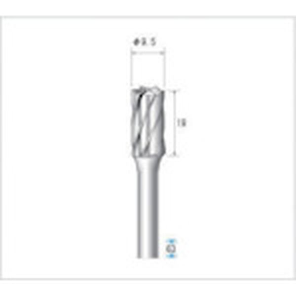 【メーカー在庫あり】 (株)ナカニシ ナカニシ 超硬アルミカッター 円筒型 アルミカット・エンドカット付 φ9.5×19×軸φ6 26806 HD店