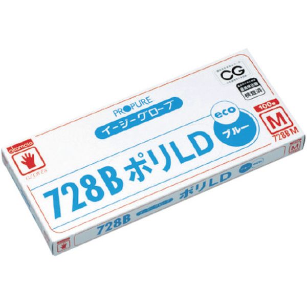 ヒロチー商事 ハーレー 楽天市場店の【メーカー在庫あり】 オカモト(株)食品衛生用品課 オカモト イージーグローブ728BポリLD外エンボスブルー M (100枚入) 728BM HD店｜アングル2