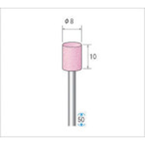 【メーカー在庫あり】 (株)ナカニシ ナカニシ 軸付砥石 10本入 円筒型 φ8×10×軸φ3 WA ＃100 42427 HD店