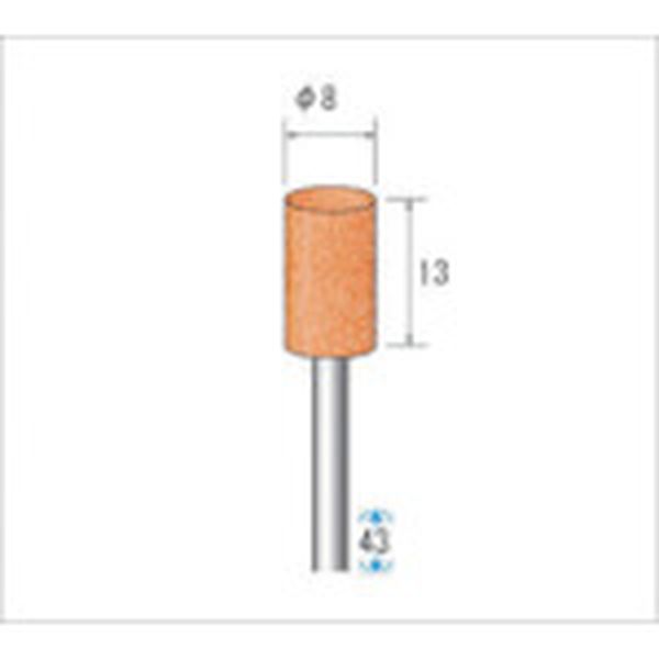 【メーカー在庫あり】 (株)ナカニシ ナカニシ 軸付砥石 10本入 円筒型 φ8×13×軸φ3 WA ＃60 42608 HD店