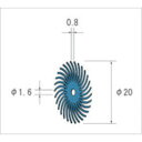 ・スパイラル(渦巻き)形状で仕上げ加工を大幅な能率アップができます。・粒度(#):80・最高使用回転数(rpm):30000・軸径(mm):1.6・外径(mm):19・幅(mm):0.8・色:イエロー・生産国 日本・JANコード ・質量 10g47011 HD　
