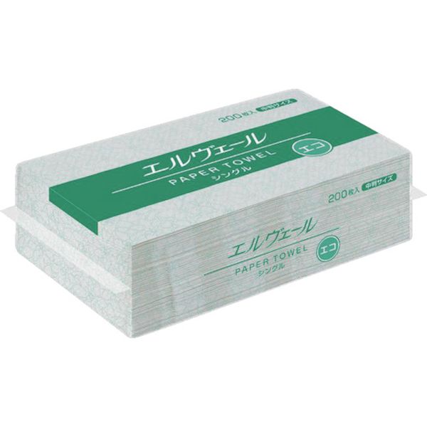 【メーカー在庫あり】 21000694 (株)EBS エリエール エルヴェール ペーパータオル エコ シングル200枚..