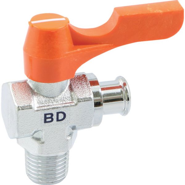 ・ボールバルブと継手の一体化コンパクトな形状です。・アングル型です。・特有のカラー感覚とデザインは機器の機能と美観を高めます。・0.98MPa(80℃〜-10℃)の水、空気、油用です(凍結個所は除く)。・接続口径D1：R3/8・高さ(mm)...