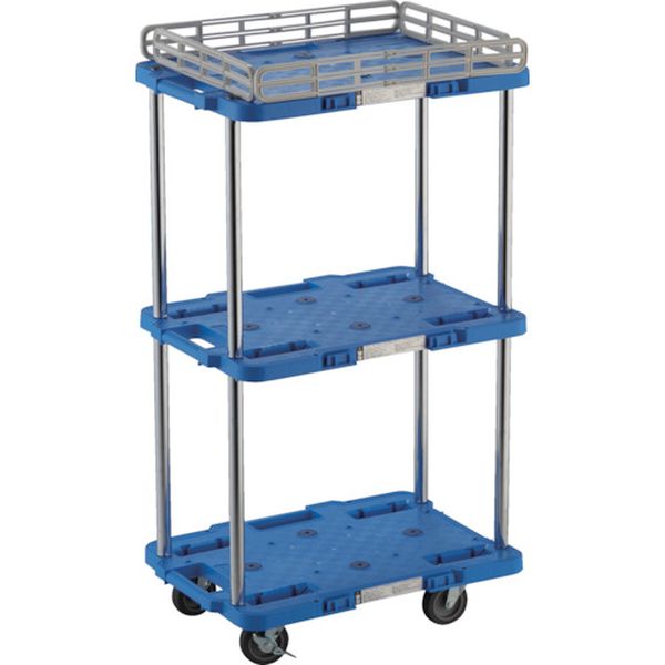 【メーカー在庫あり】 トラスコ中山(株) TRUSCO ルートバン 3段式 柵1段付 370X500 4輪自在S付 青 MPB-503JSK-B HD